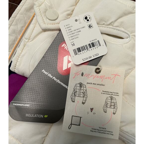 FP Movement x Hatch Cream Chevron Insulated Jacket Front Pockets Medium (8-10) - Picture 5 of 12